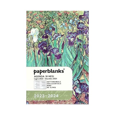 Agenda Mini Paperblanks 2023-2024, 18 mesi, Orizzontale, Iris di Van Gogh - 9,5 x 14 cm
